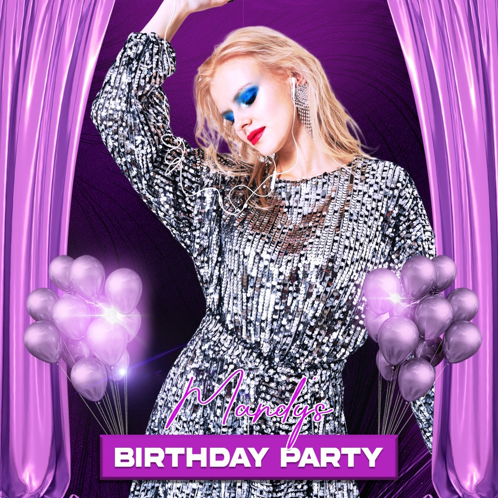 Purple Birthday Backdrop Curtain Balloons Customized Backdrop UK LXX5-139