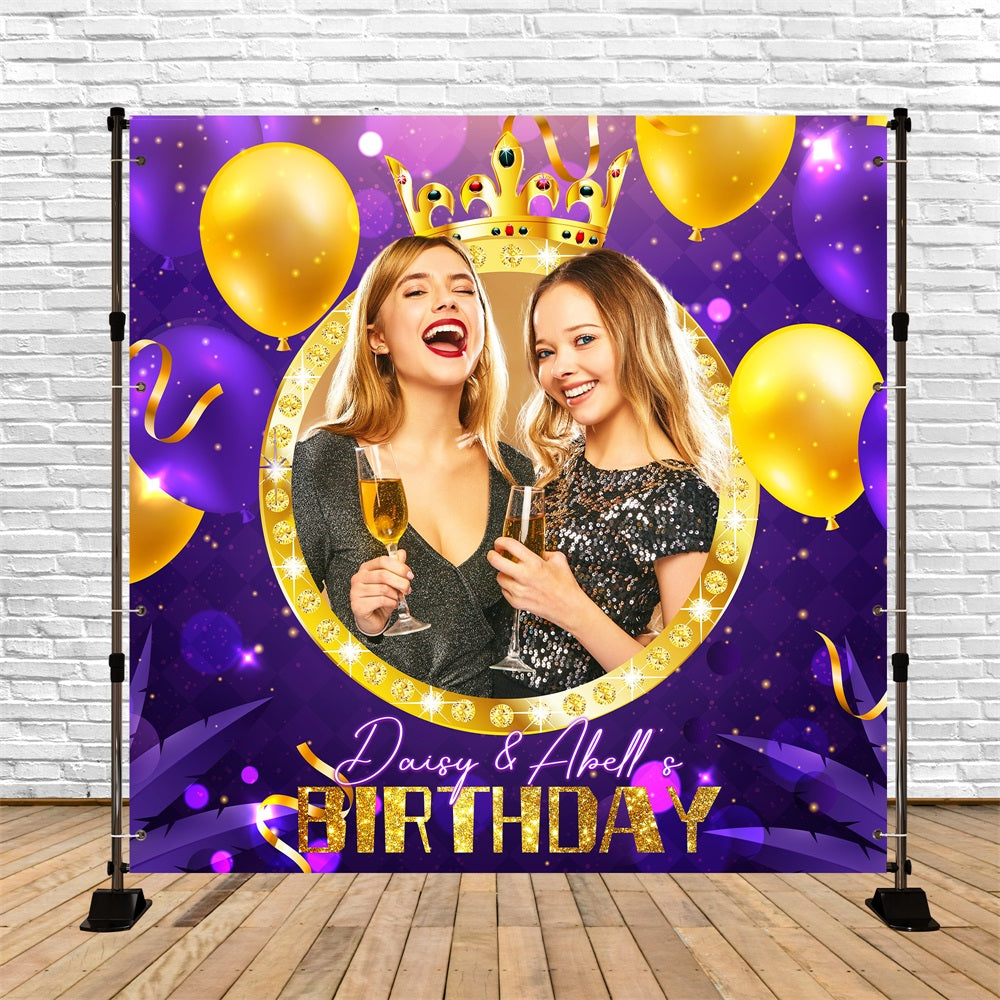 Custom Birthday Backdrop Crown Themed Balloon Backdrop UK LXX5-141