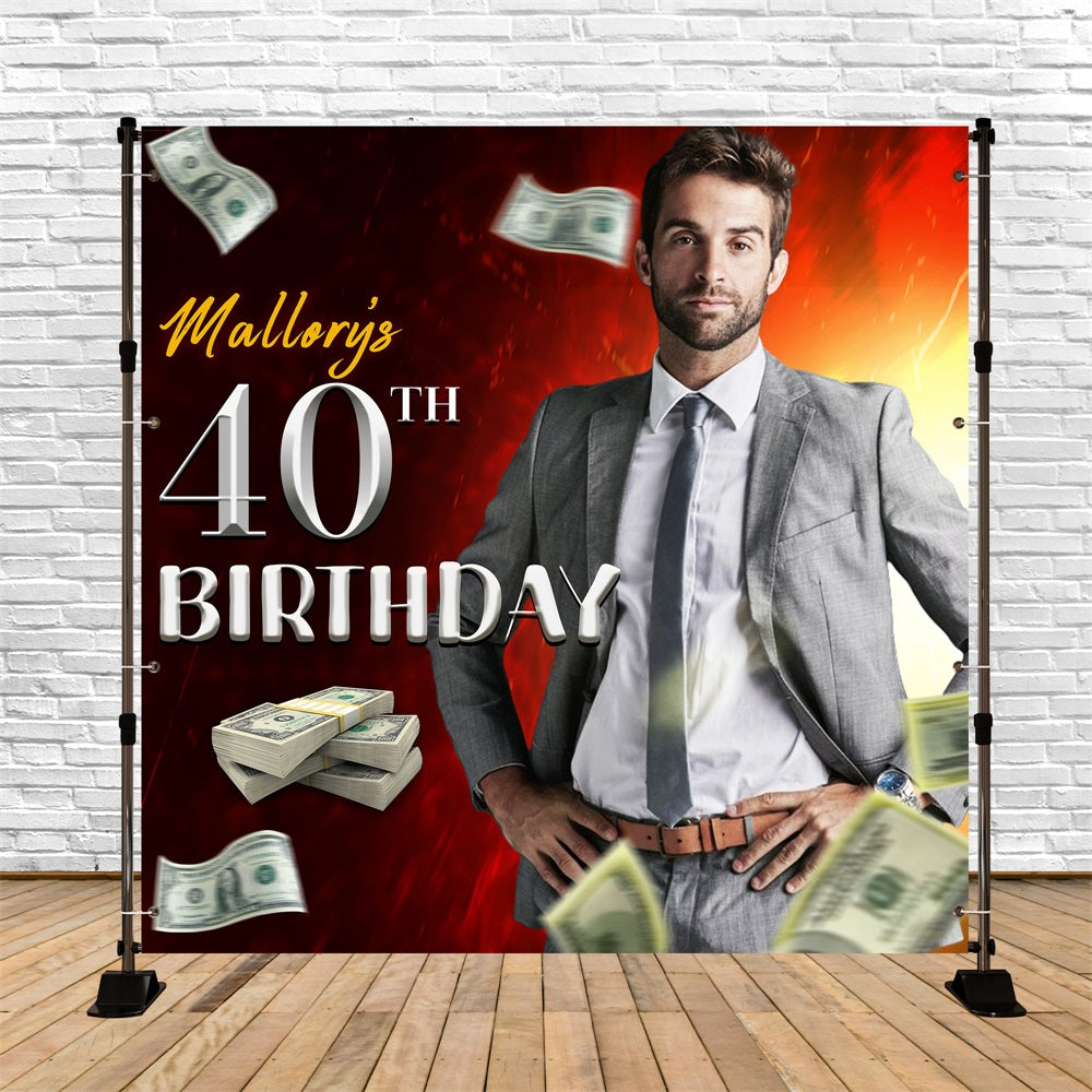 Personalized Backdrop For Birthday Red Fortune 40th Backdrop UK LXX5-146