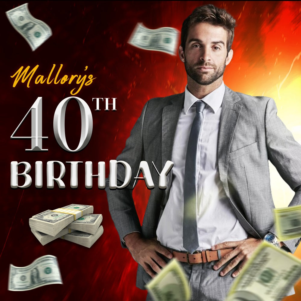 Personalized Backdrop For Birthday Red Fortune 40th Backdrop UK LXX5-146