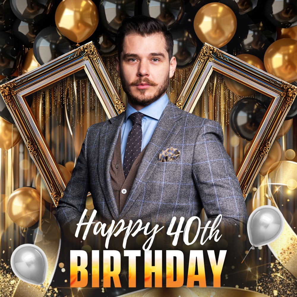 40th Birthday Backdrop Bash Balloon Custom Backdrop UK LXX5-149