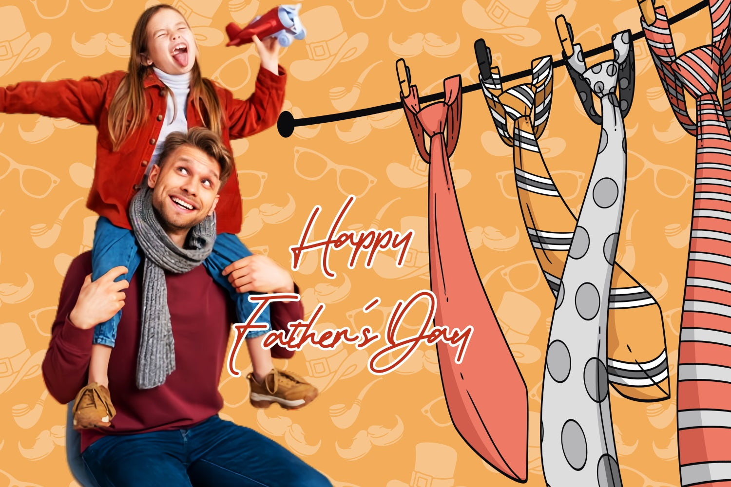 Father's Day Backdrop Playful Cartoon Ties Personalised Backdrop UK LXX5-15