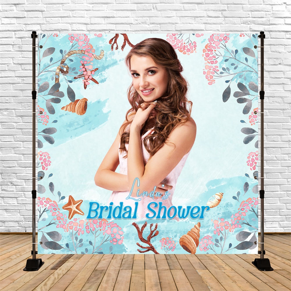 Bridal Shower Backdrop Ideas Tropical Shells Custom Backdrop UK LXX5-177
