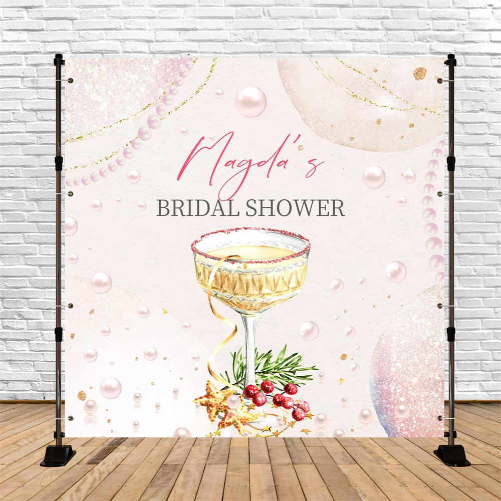 Bridal Shower Backdrops Pink Luxe Pearl Personalized Backdrop UK LXX5-178