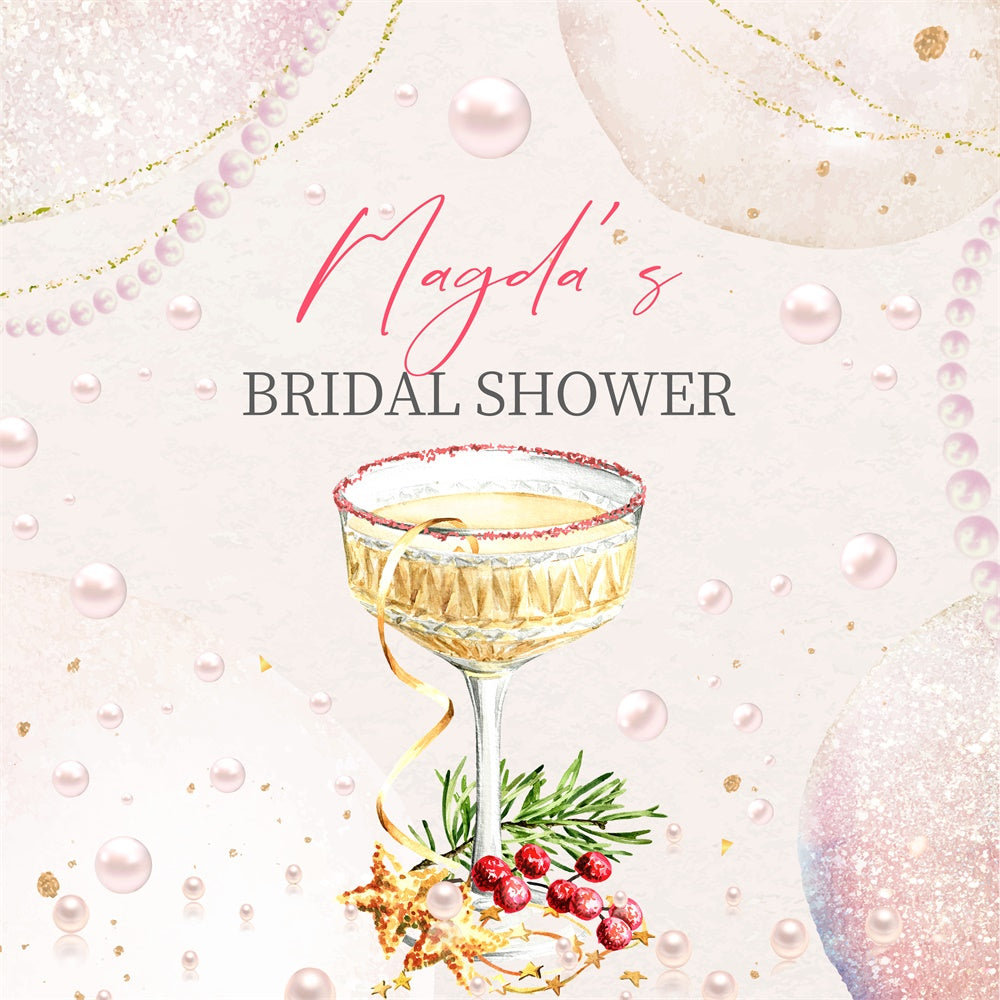 Bridal Shower Backdrops Pink Luxe Pearl Personalized Backdrop UK LXX5-178