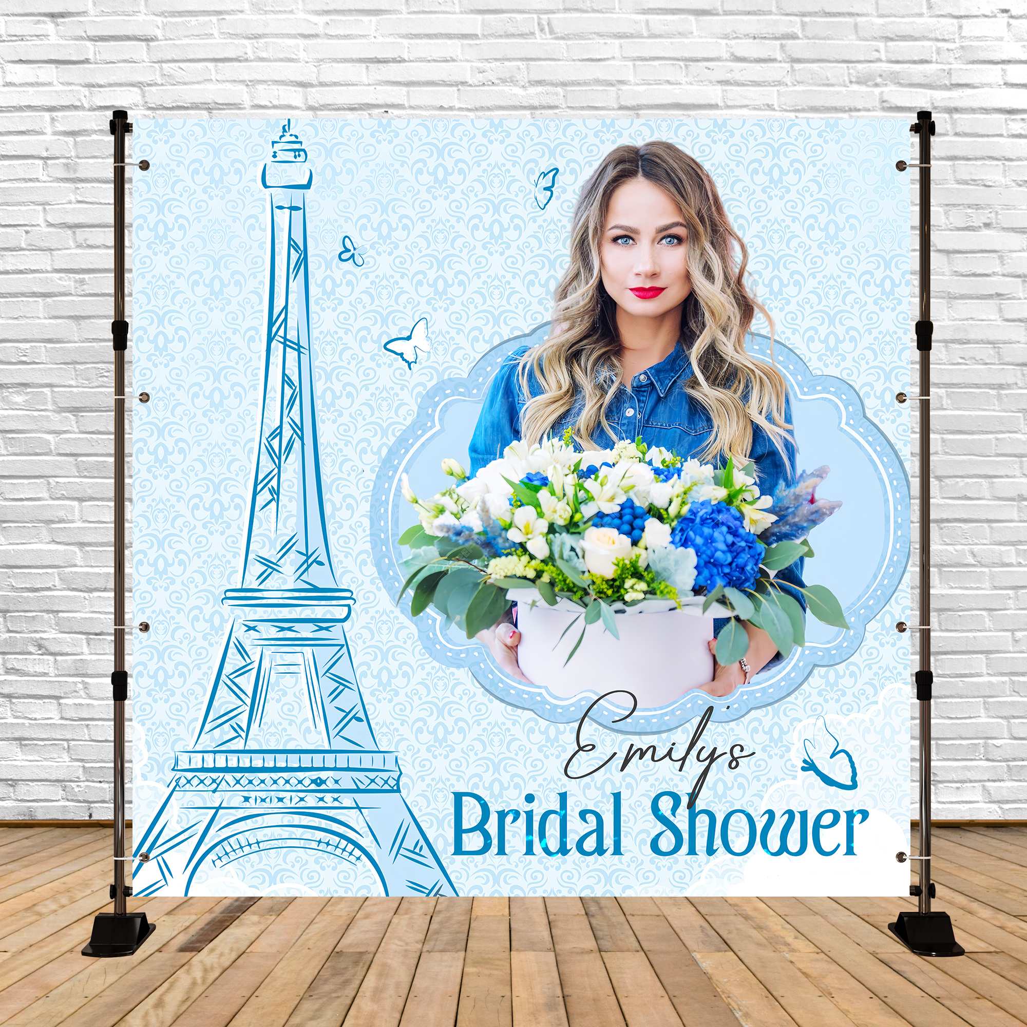 Bridal Shower Backdrops Paris Chic Floral Customized Backdrop UK LXX5-181