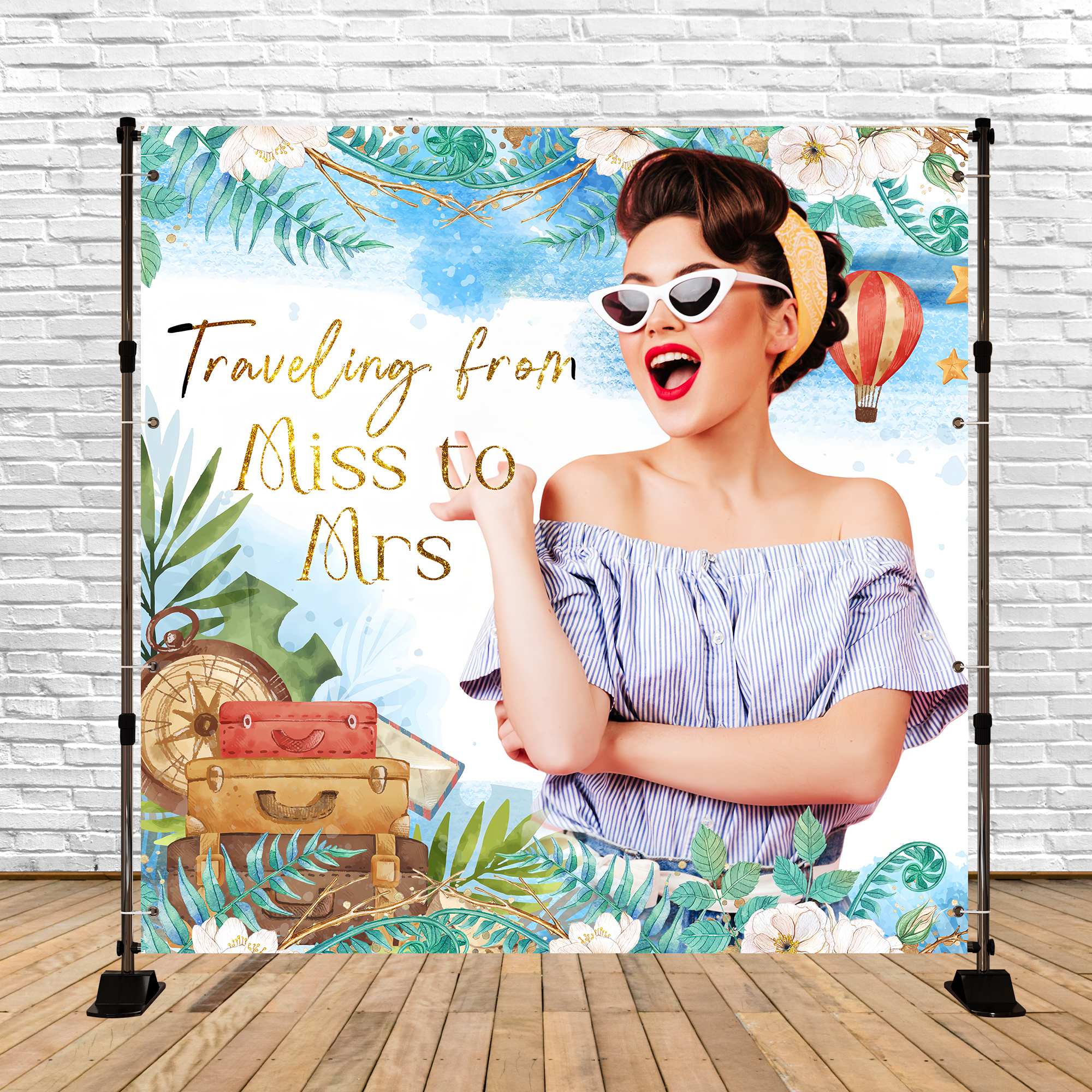 Bridal Shower Backdrop Retro Vacation Themed Customized Backdrop UK LXX5-182