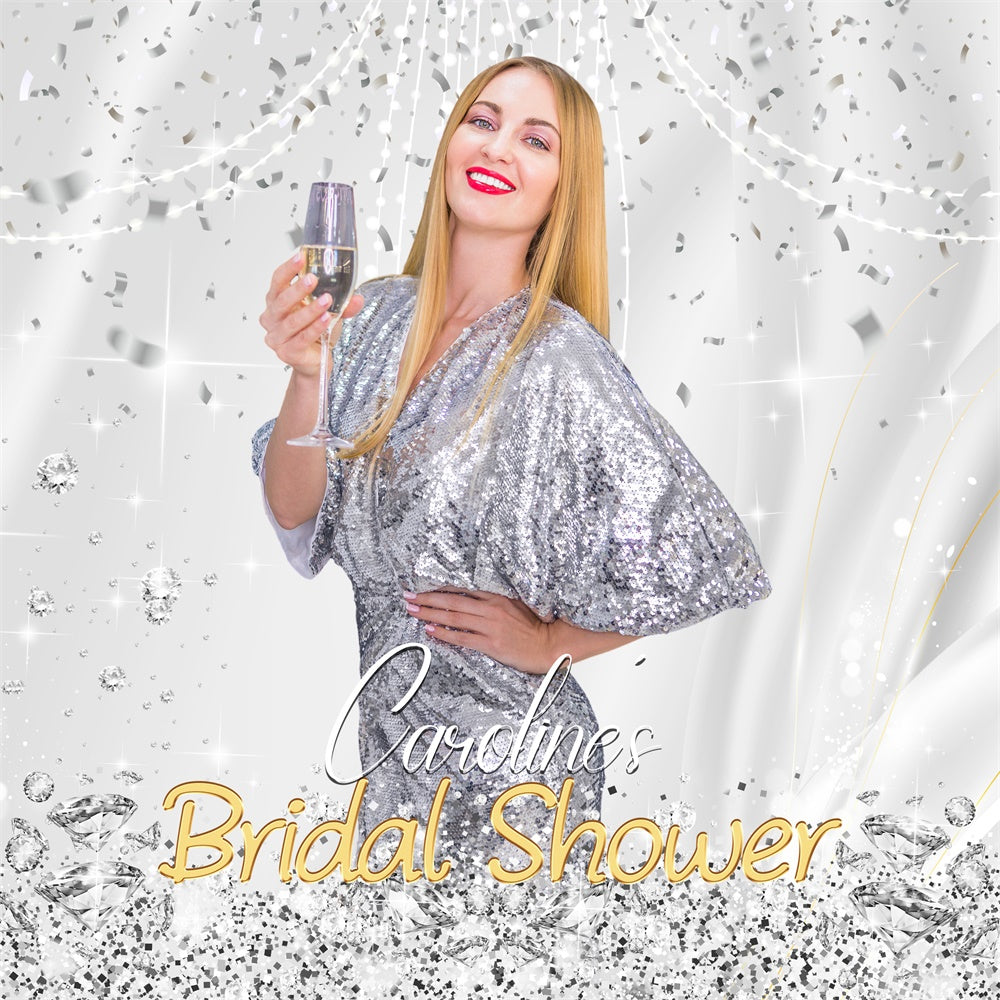 Bridal Backdrop Chic Silver Confetti Personalized Backdrop UK LXX5-185