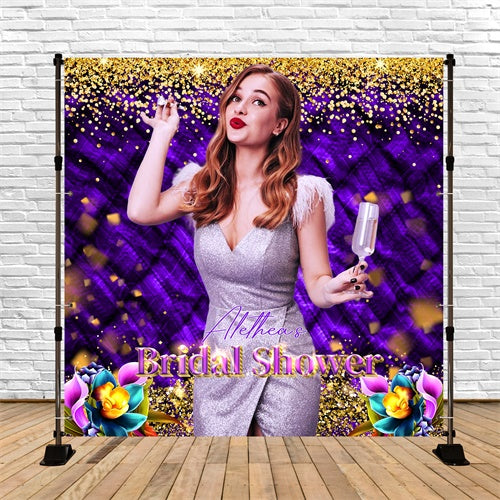 Bridal Shower Backdrop Golden Confetti Sparkle Custom Backdrop UK LXX5-191