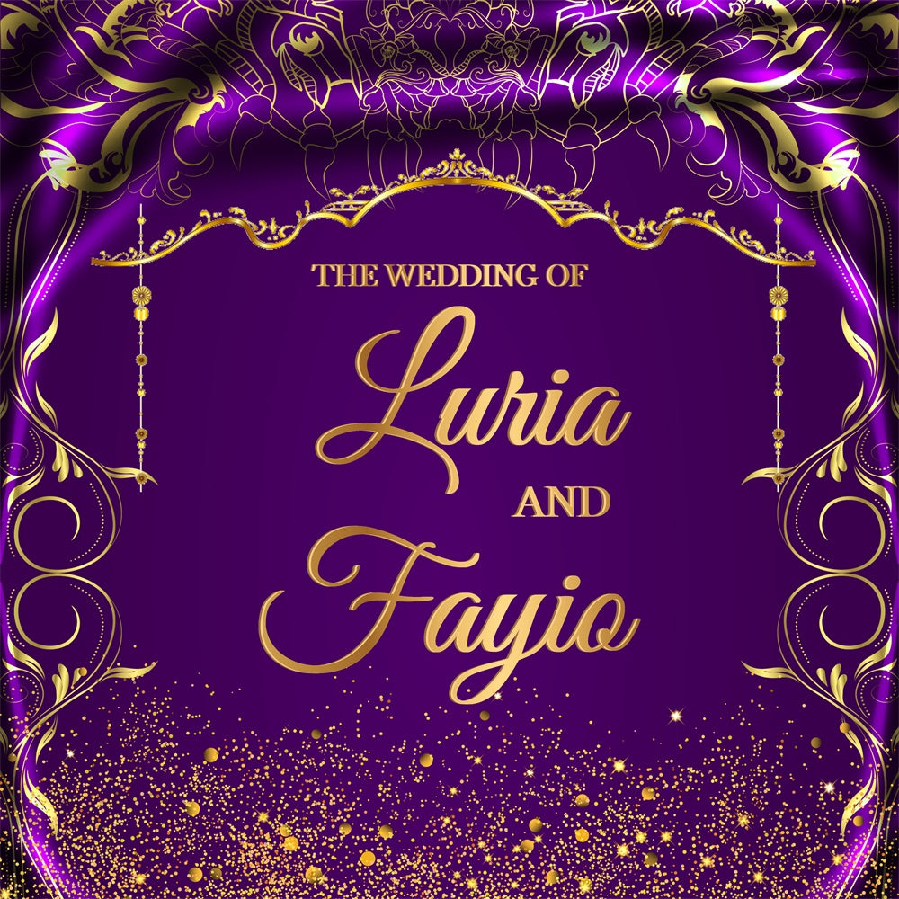 Wedding Photo Backdrop Ornate Gold Purple Customized Backdrop UK LXX5-192
