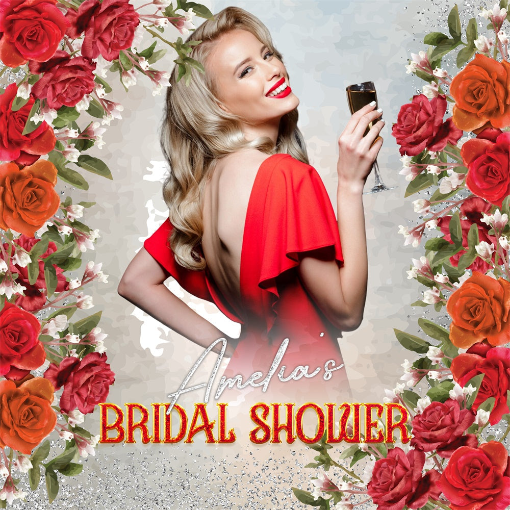 Bridal Shower Photo Backdrop Floral Glam Customized Backdrop UK LXX5-196