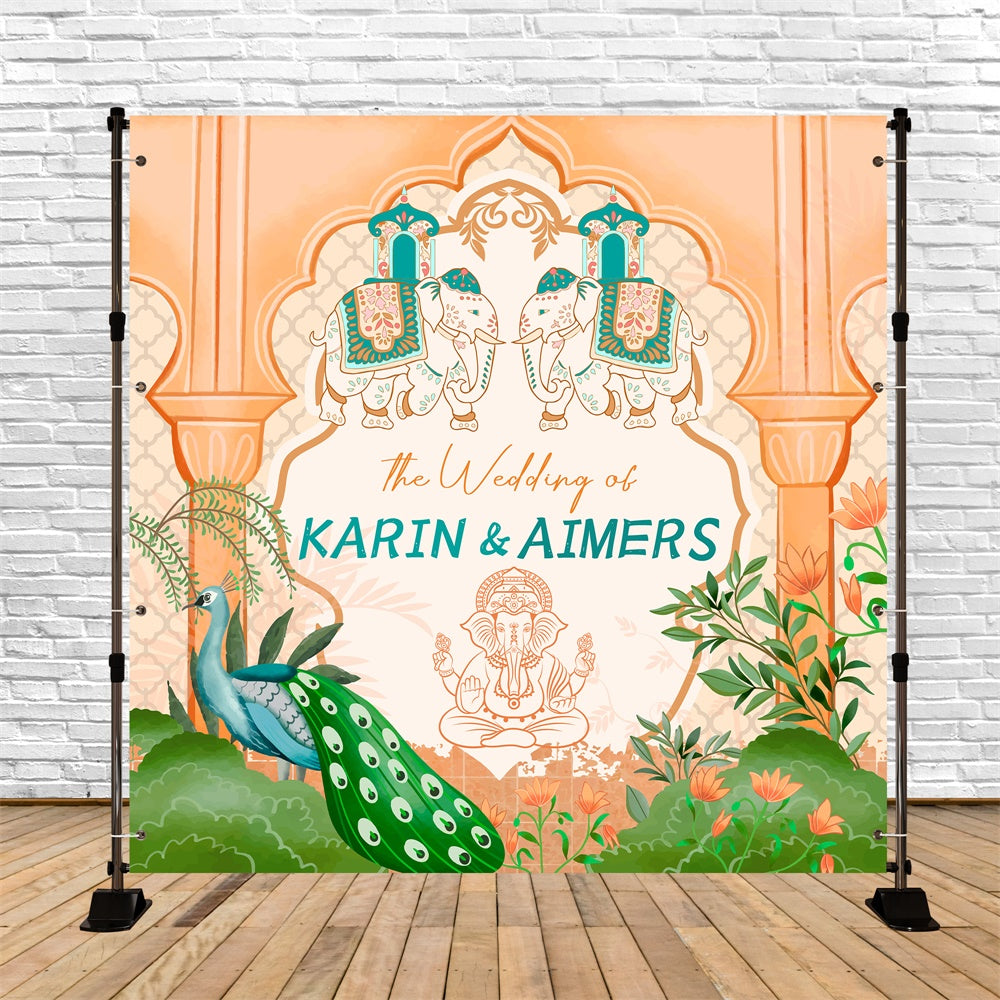 Indian Wedding Backdrop Traditional Elephant Arch Custom Backdrop UK LXX5-198