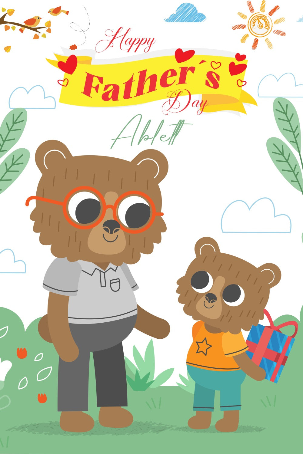Fathers Day Photo Backdrop Bear Family Love Custom Backdrop UK LXX5-2