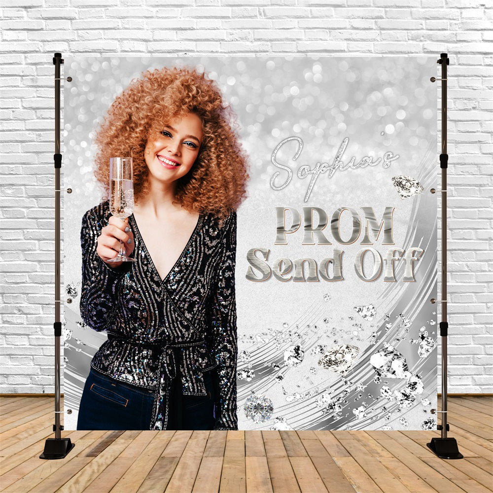 Prom Backdrop Silver Sparkle Custom Party Graduation Backdrop UK LXX5-201