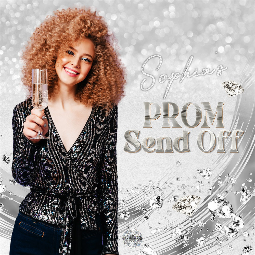 Prom Backdrop Silver Sparkle Custom Party Graduation Backdrop UK LXX5-201