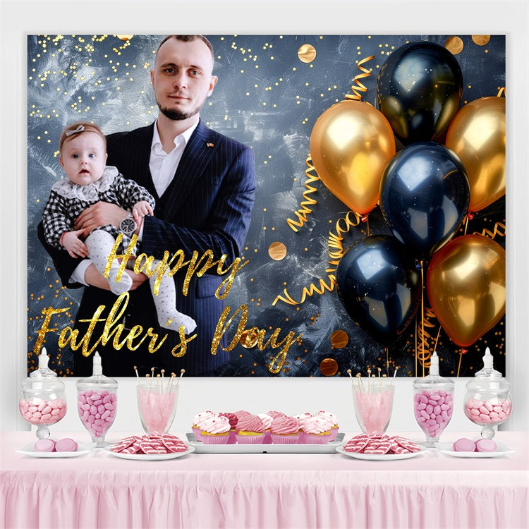 Father Day Backdrop Black Gold Balloons Personalized Backdrop UK LXX5-22