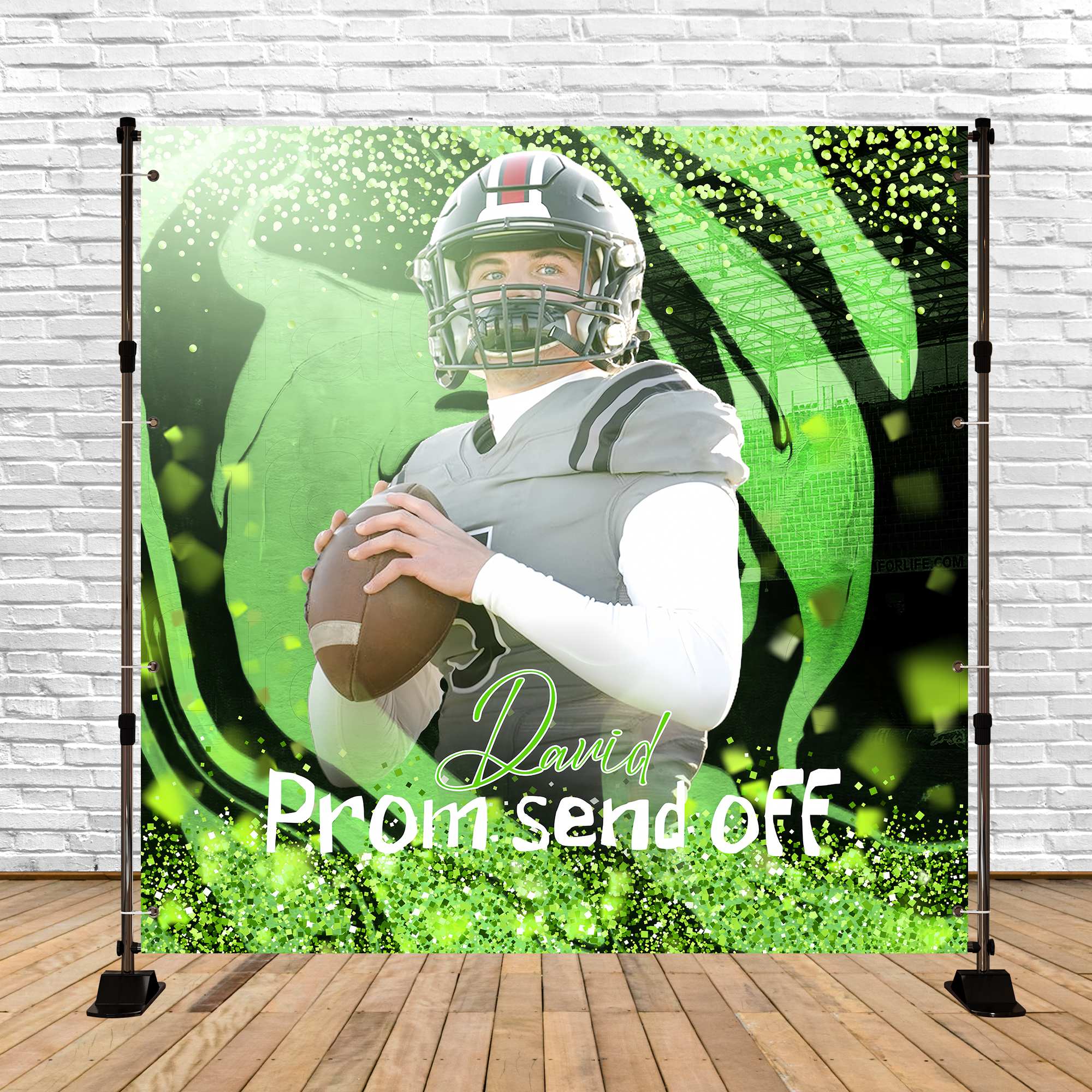 Prom Backdrop Ideas Green Glitter Personalised Party Graduation Backdrop UK LXX5-220