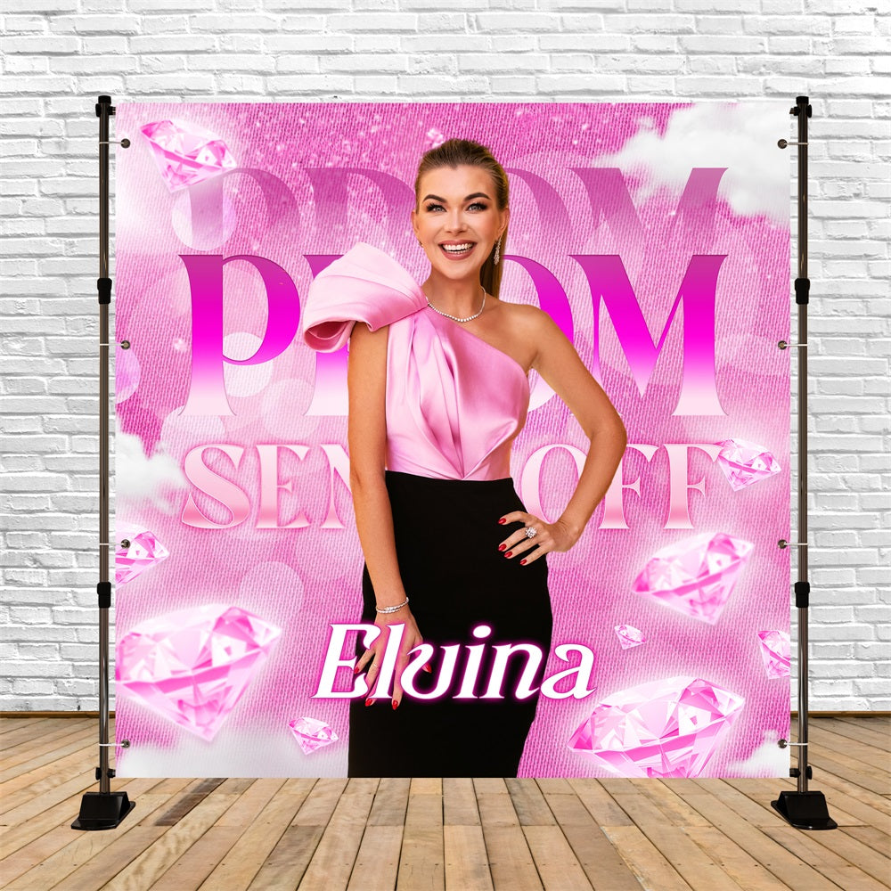 Prom 2025 Backdrop Blush Diamond Elegance Customized Party Graduation Backdrop UK LXX5-223
