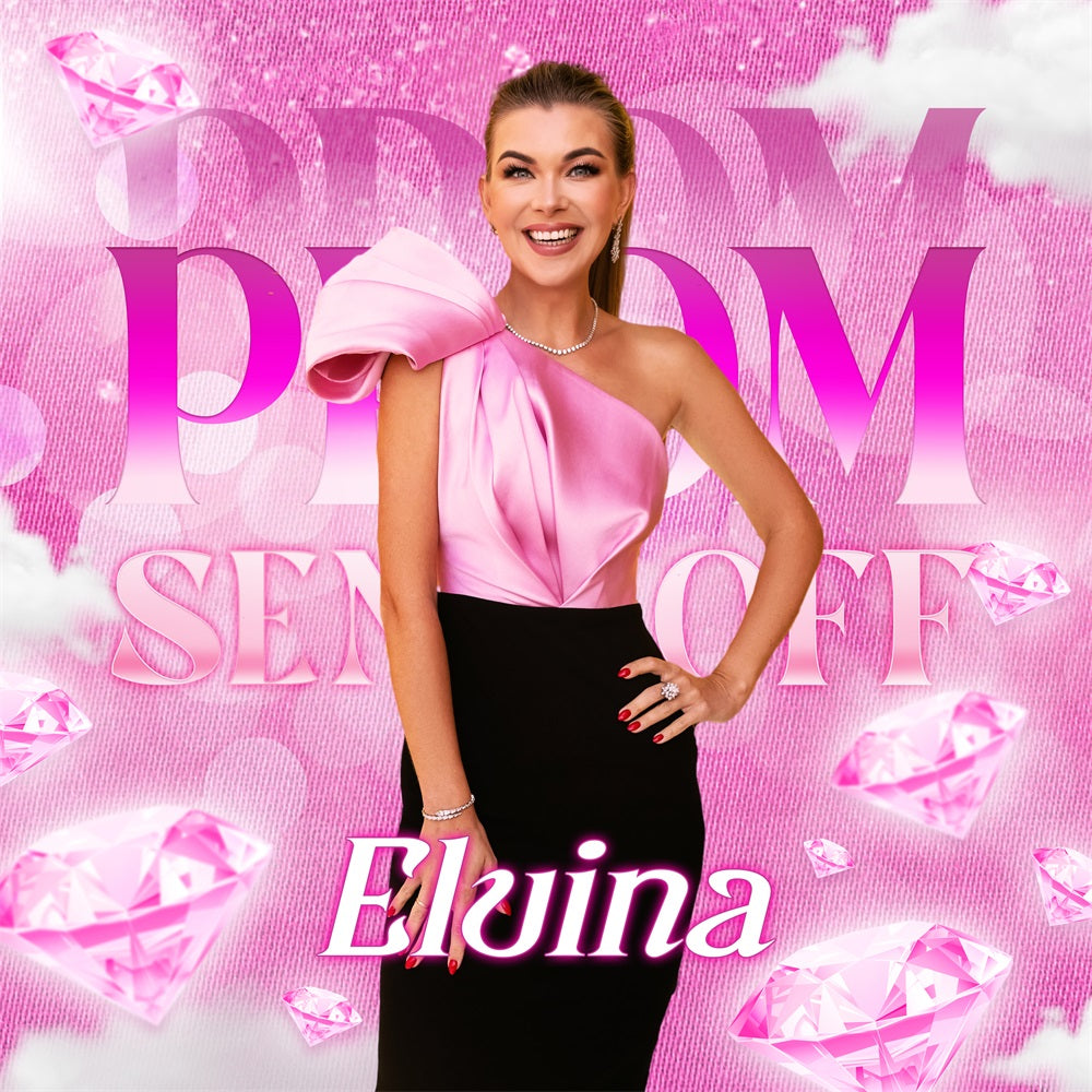 Prom 2025 Backdrop Blush Diamond Elegance Customized Party Graduation Backdrop UK LXX5-223