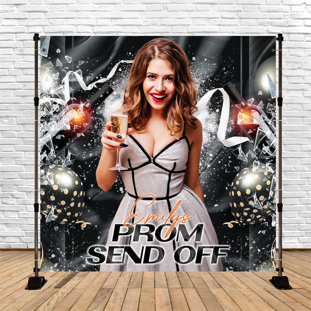 Prom Night Backdrop Champagne Pop Night Personalized Party Graduation Backdrop UK LXX5-226