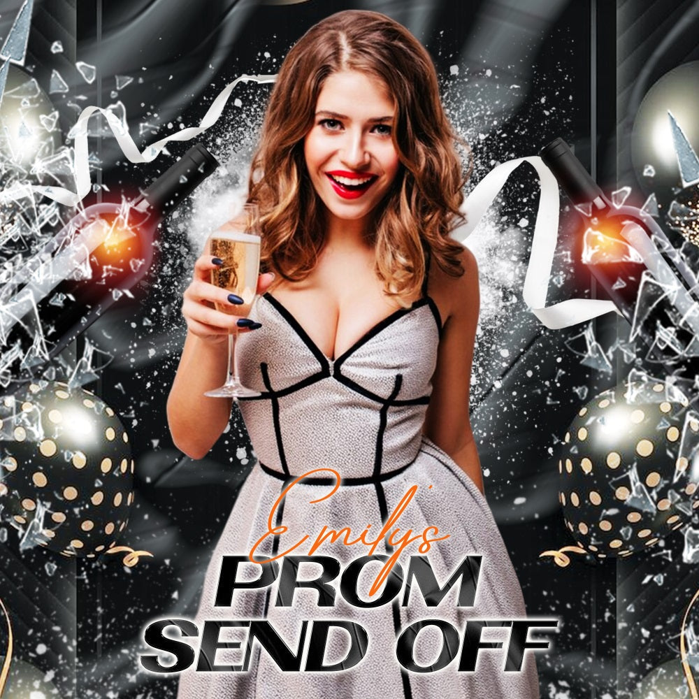 Prom Night Backdrop Champagne Pop Night Personalized Party Graduation Backdrop UK LXX5-226