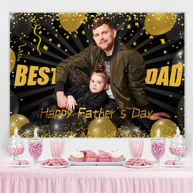 Happy Fathers Day Backdrop Gold Confetti Glitter Customized Backdrop UK LXX5-23