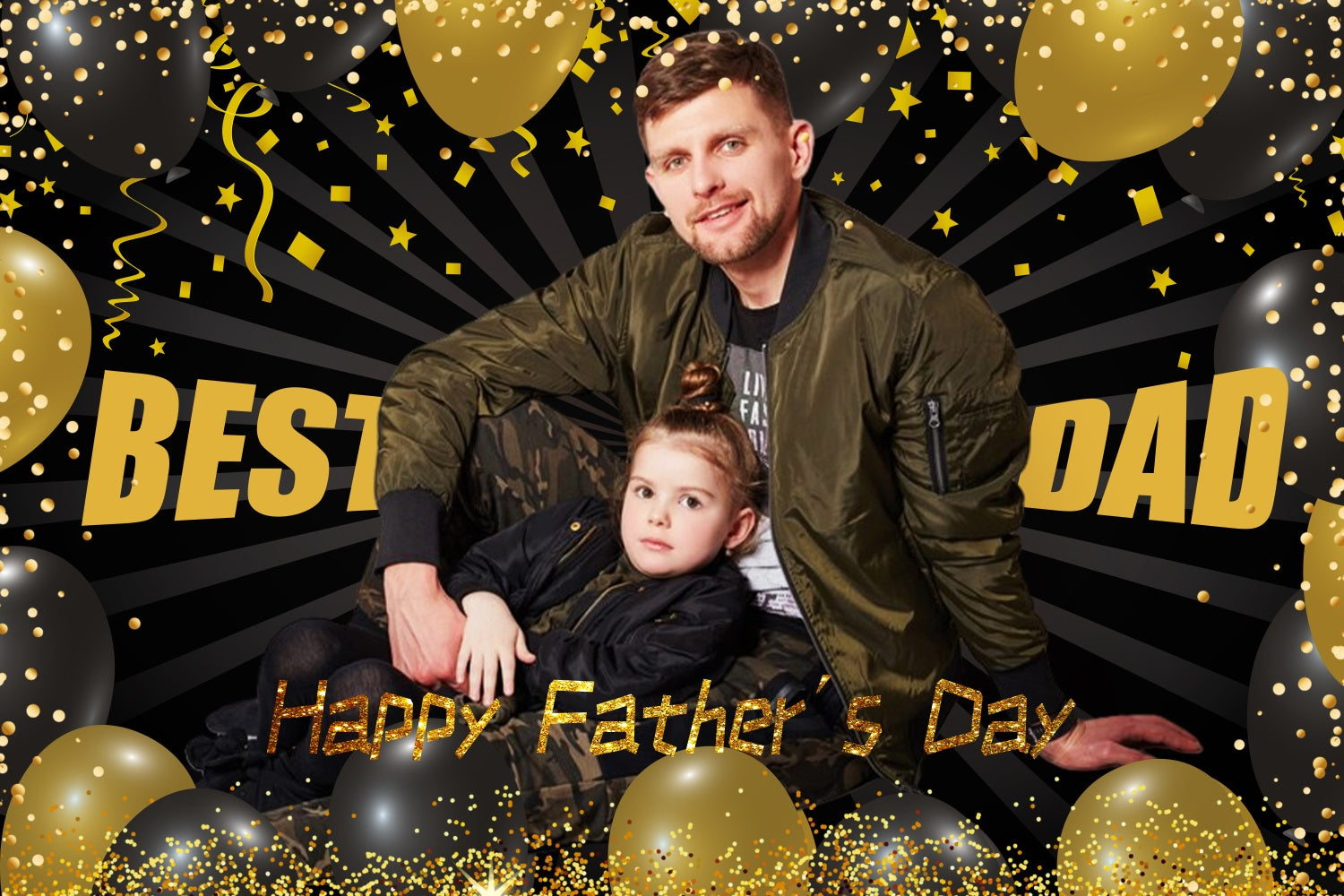Happy Fathers Day Backdrop Gold Confetti Glitter Customized Backdrop UK LXX5-23