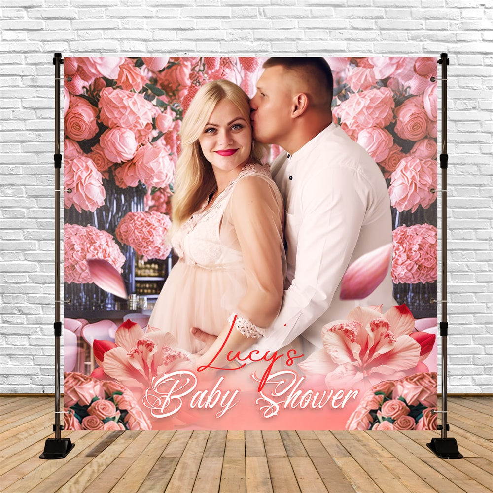 Backdrop For Baby Shower Romantic Rose Garden Custom Backdrop UK LXX5-238