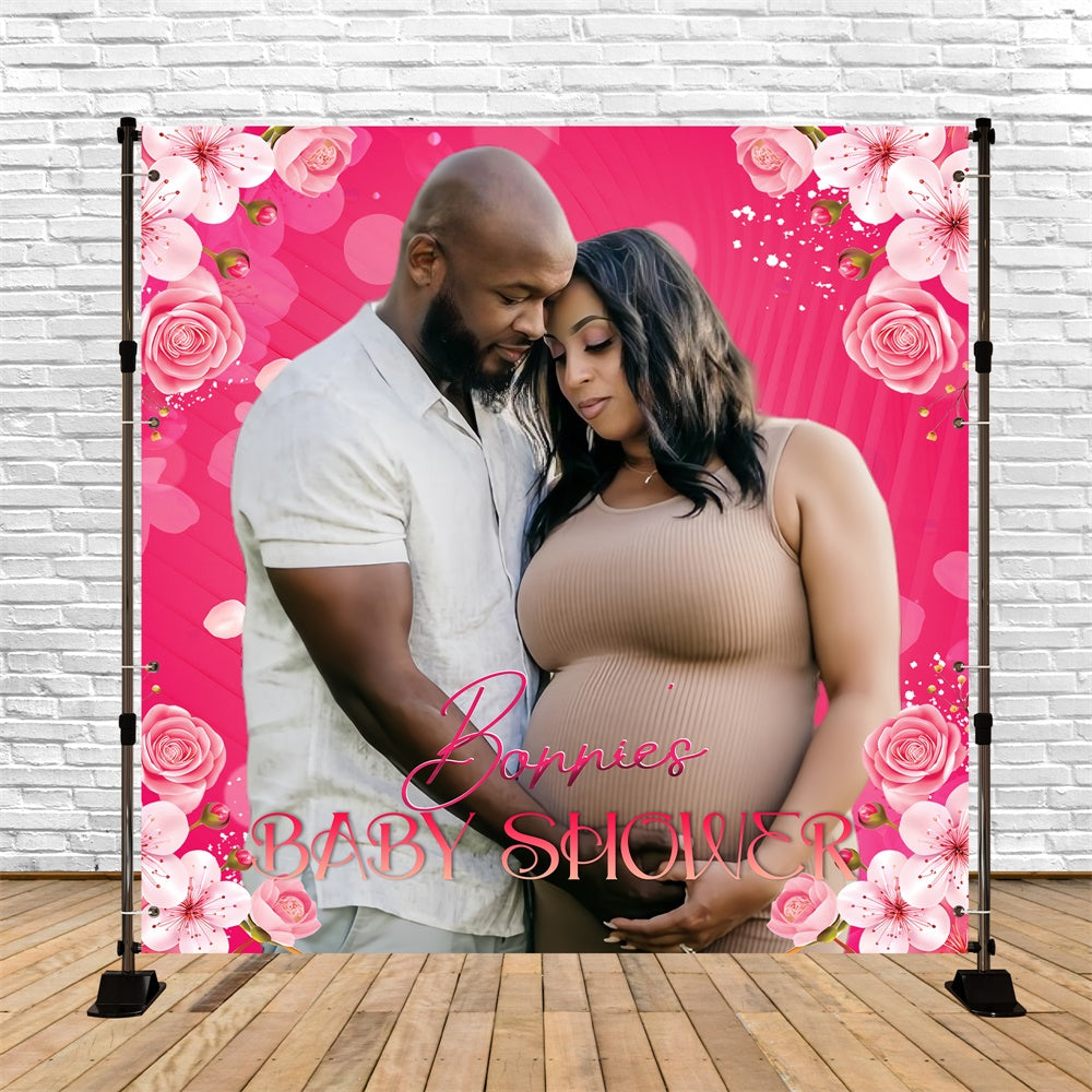 Baby Shower Backdrop Ideas Rose Bloom Pink Customized Backdrop UK LXX5-239