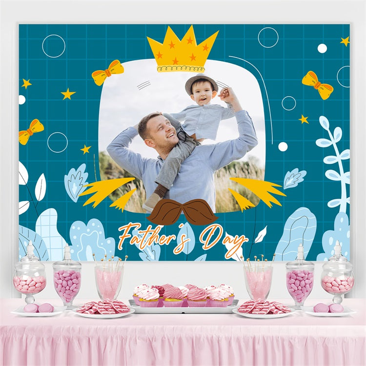 Fathers Day Backdrops Playful Blue Golden Crown Personalized Backdrop UK LXX5-3