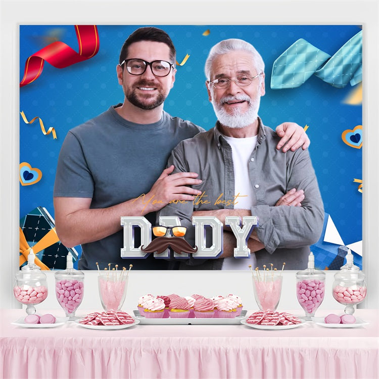 Fathers Day Photo Backdrop Blue Heart Love Customized Backdrop UK LXX5-36