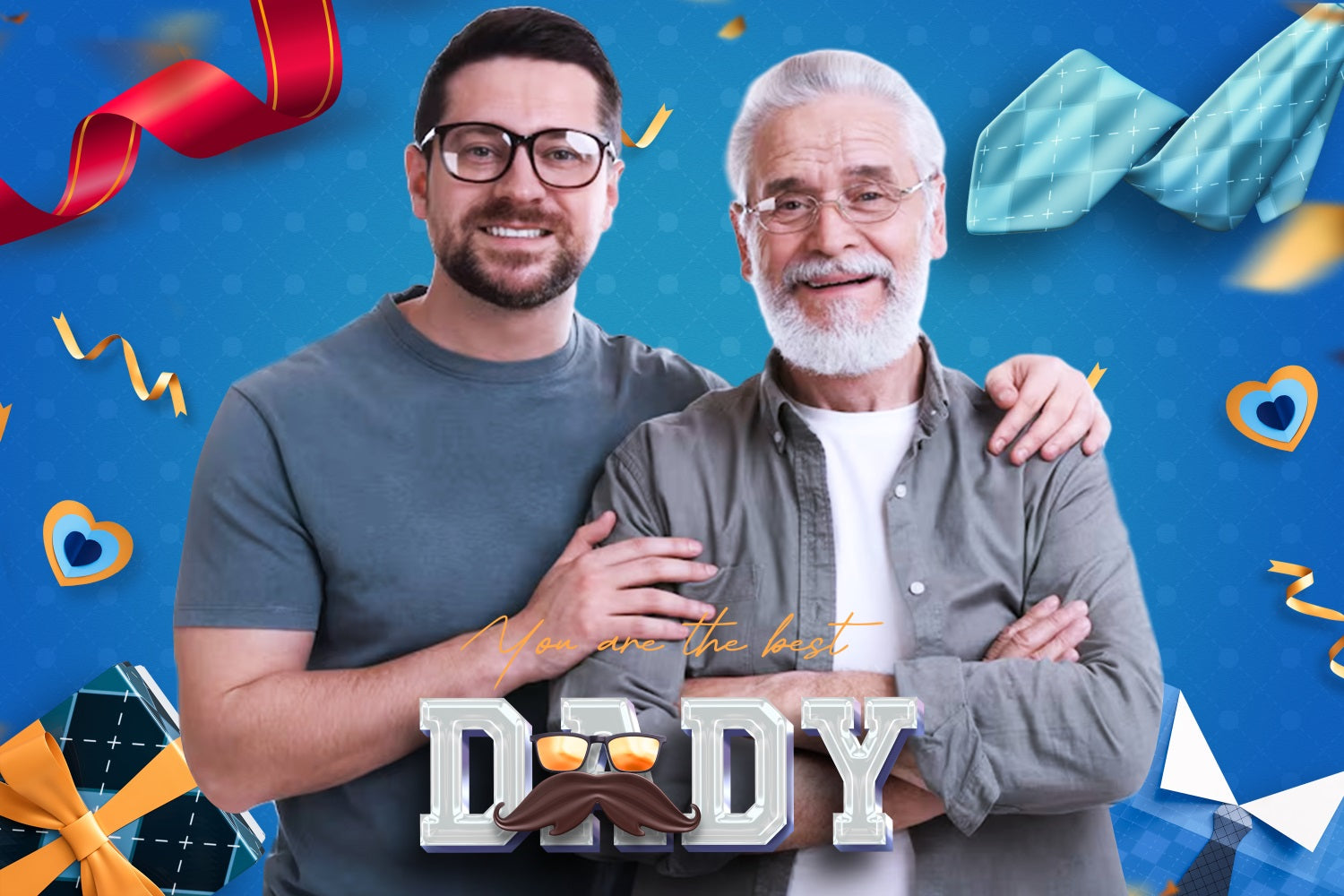 Fathers Day Photo Backdrop Blue Heart Love Customized Backdrop UK LXX5-36