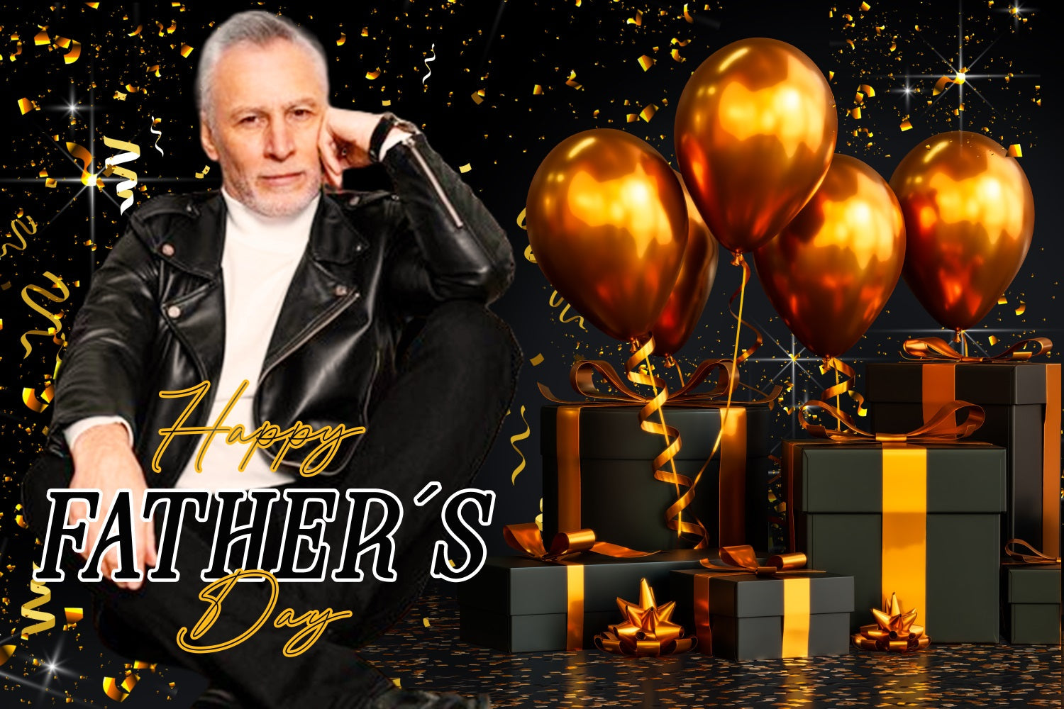 Fathers Day Backdrops Gold Balloons Gift Personalised Backdrop UK LXX5-37