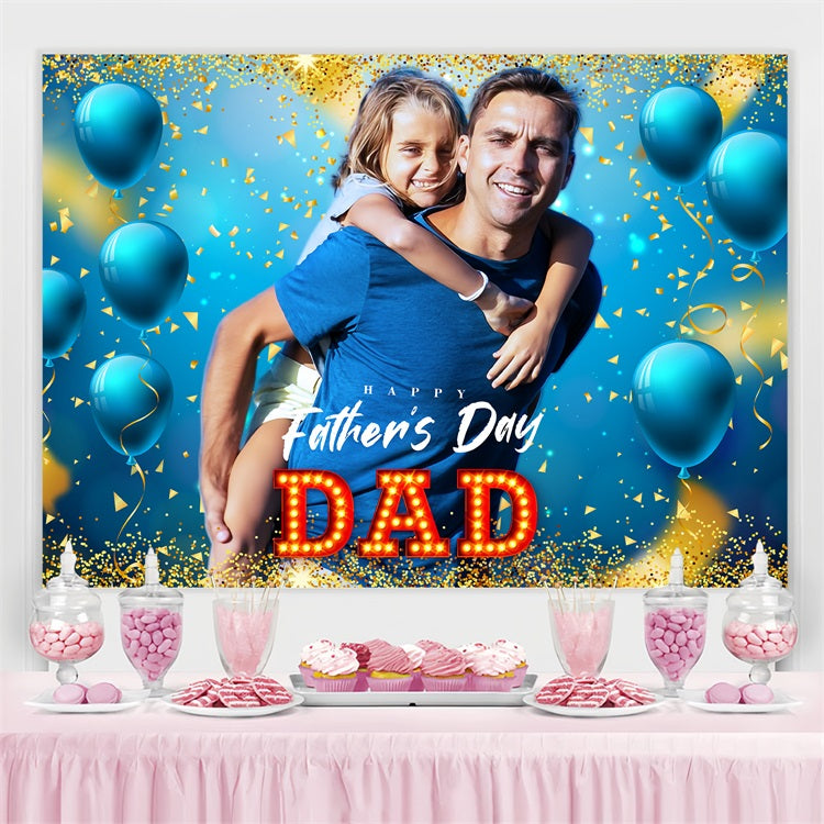 Father's Day Photo Backdrop Golden Balloons Confetti Personalized Backdrop UK LXX5-39