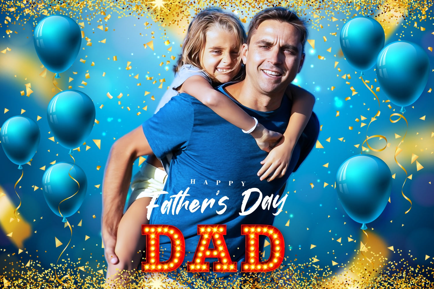 Father's Day Photo Backdrop Golden Balloons Confetti Personalized Backdrop UK LXX5-39