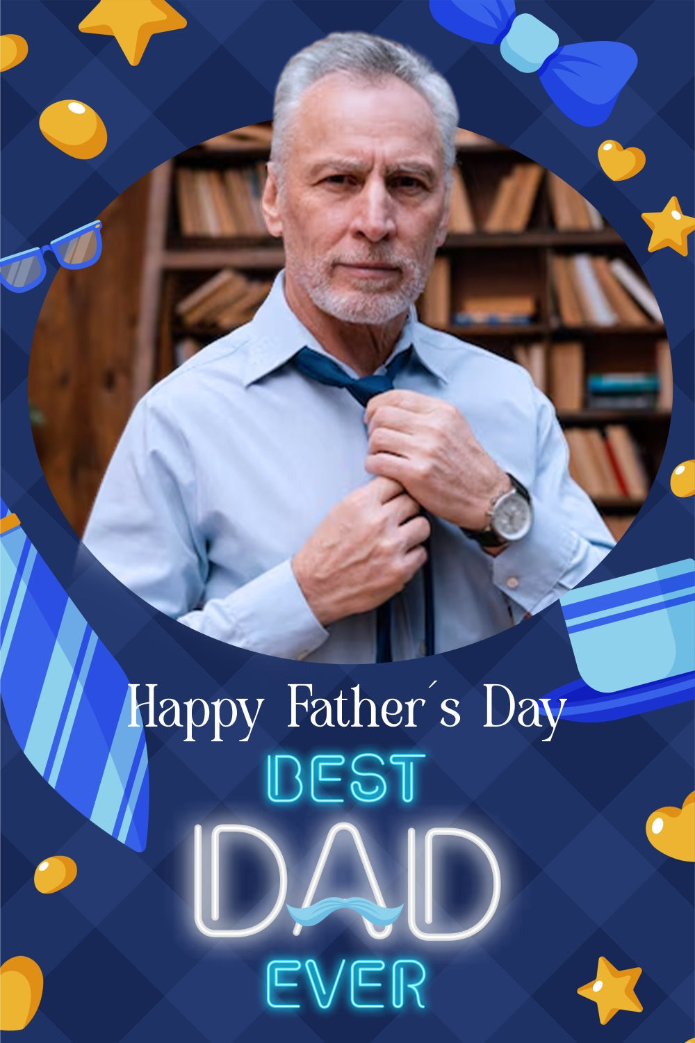 Father's Day Backdrop Blue Tie Stars Customized Backdrop UK LXX5-40