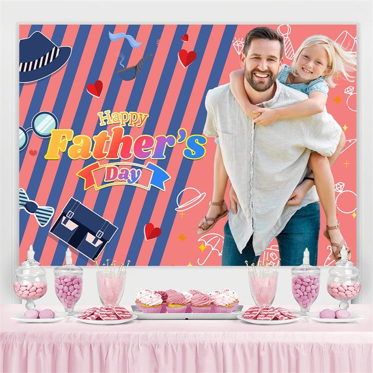 Fathers Day Backdrop Colorful Striped Fun Personalised Backdrop UK LXX5-41