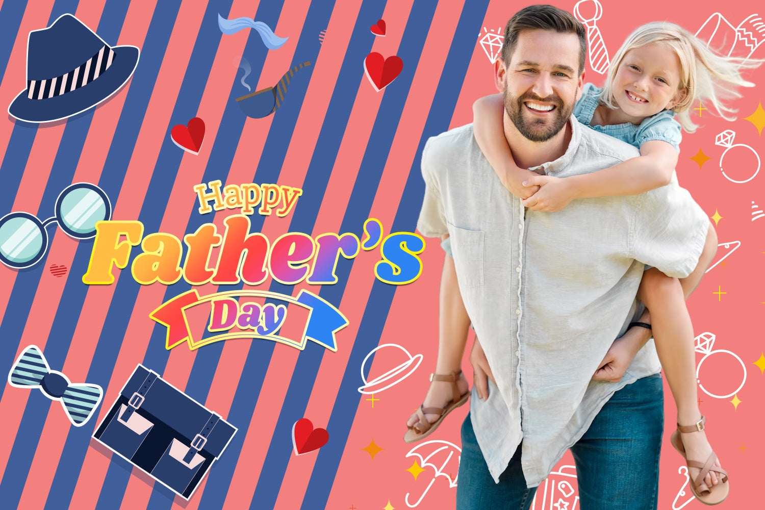 Fathers Day Backdrop Colorful Striped Fun Personalised Backdrop UK LXX5-41