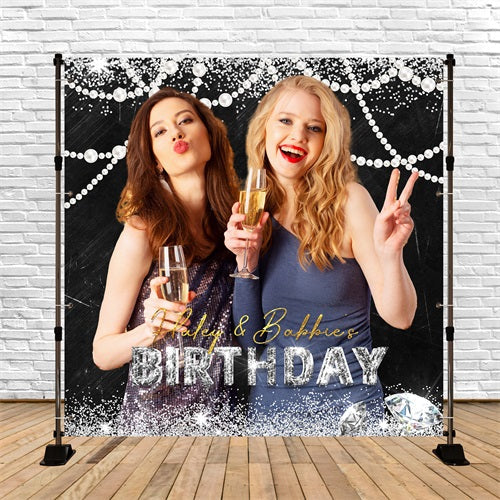 Birthday Backdrop Sparkling Bash Personalised Backdrop UK LXX5-89