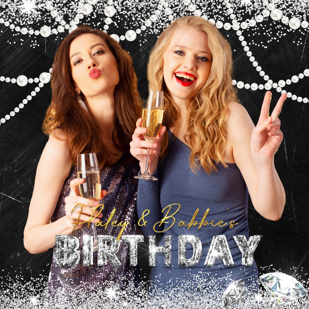 Birthday Backdrop Sparkling Bash Personalised Backdrop UK LXX5-89