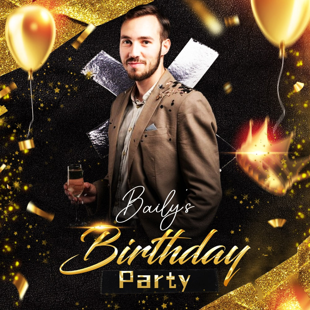 Backdrop Ideas For Birthday Glitter Balloon Celebration Customized Backdrop UK LXX5-92