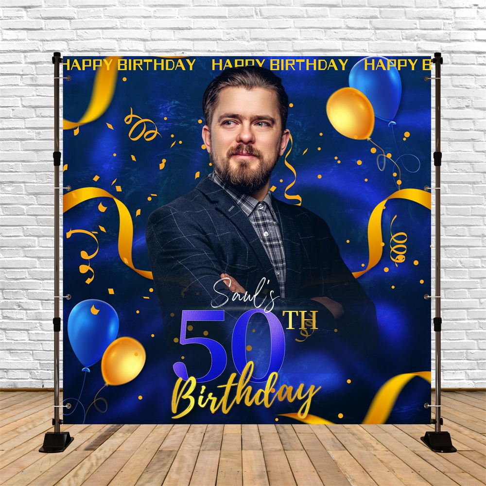 50th Birthday Photo Backdrop Royal Balloon Personalised Backdrop UK LXX5-93