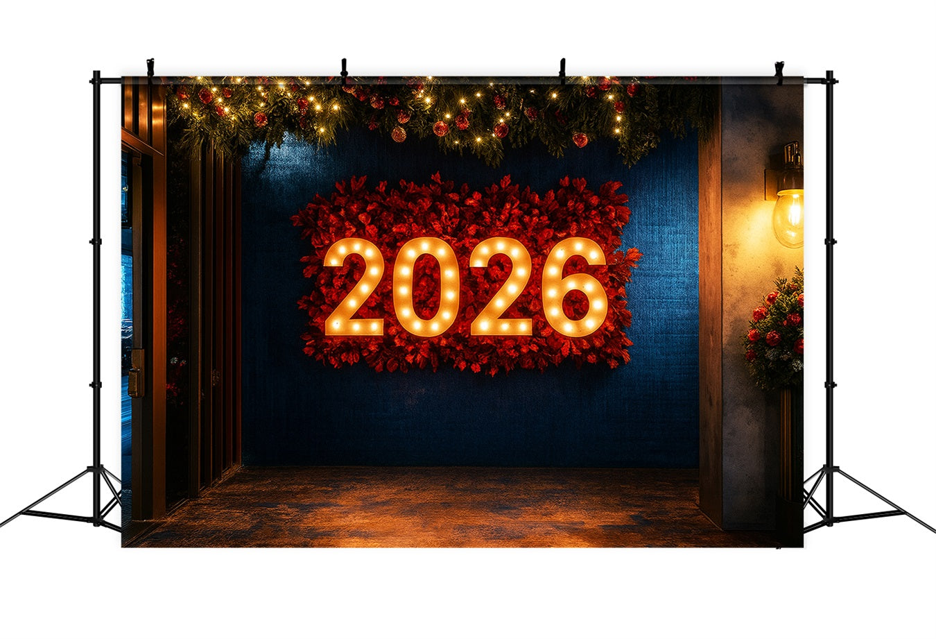 2026 New Year Backdrop Festive Lighted Decorations Happy New Years Backdrop UK LXX510-10