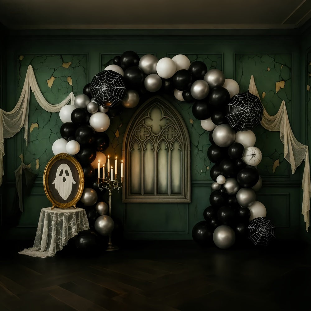 Vintage Wall Backdrop Gothic Ghost Balloon Arch Victorian Photo Backdrop UK LXX510-106