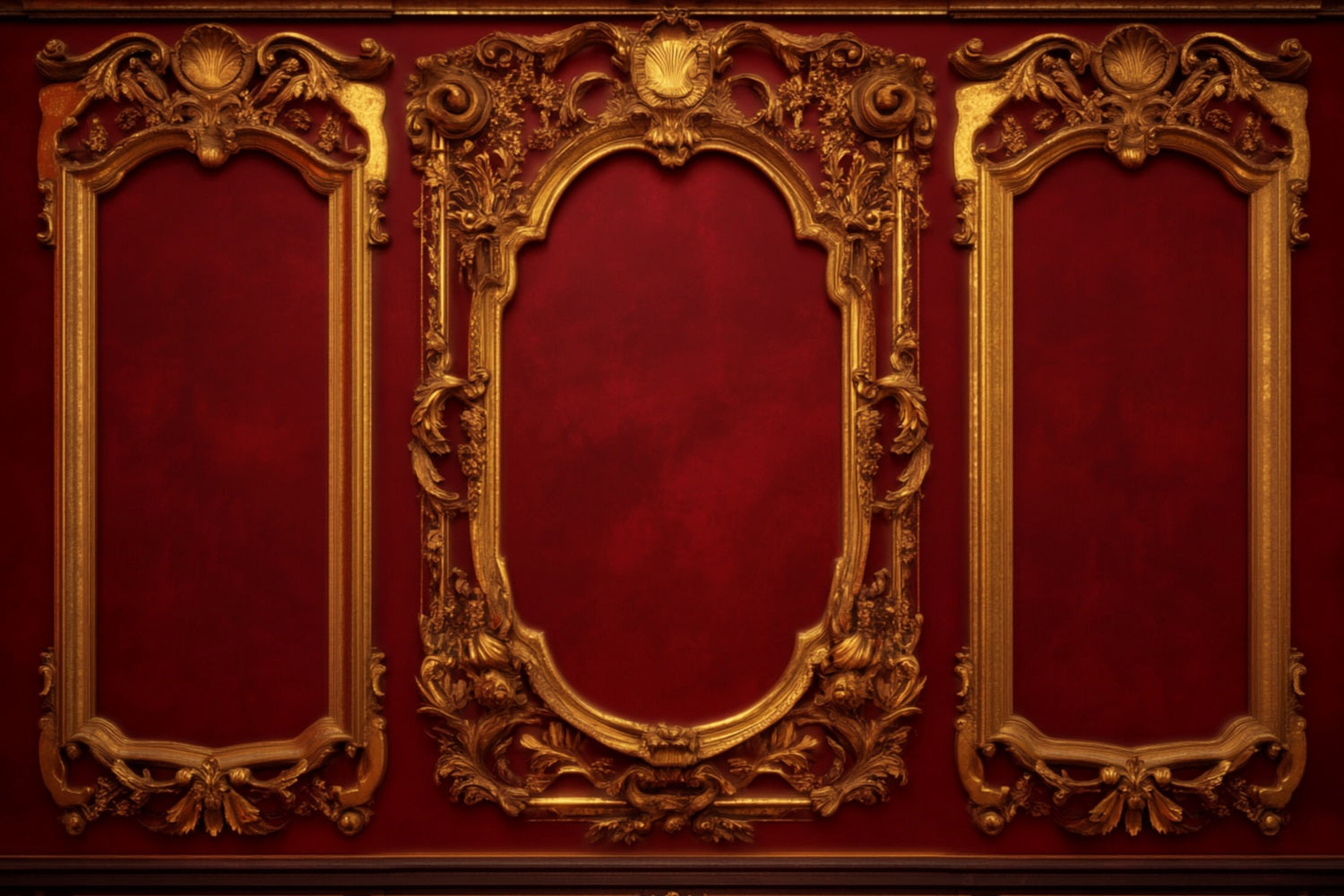 Vintage Wall Backdrop Crimson Gold Baroque Panels Victorian Backdrop UK LXX510-108