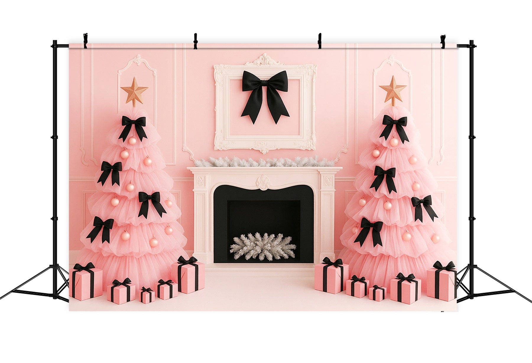 Pink Bow Backdrop Pink Bow Christmas Elegance Victorian Backdrops UK LXX510-114
