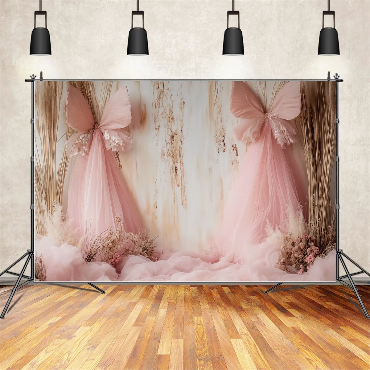 Bow Backdrop Blush Butterfly Tulle Garden Victorian Photography Backdrops UK LXX510-118
