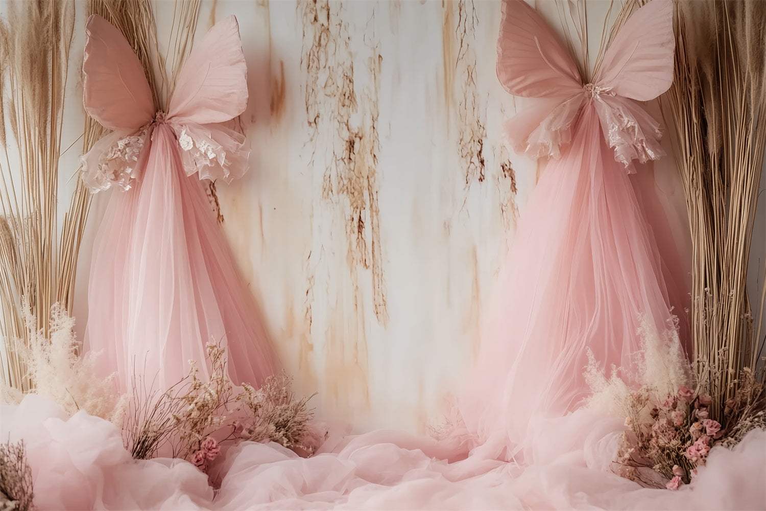 Bow Backdrop Blush Butterfly Tulle Garden Victorian Photography Backdrops UK LXX510-118