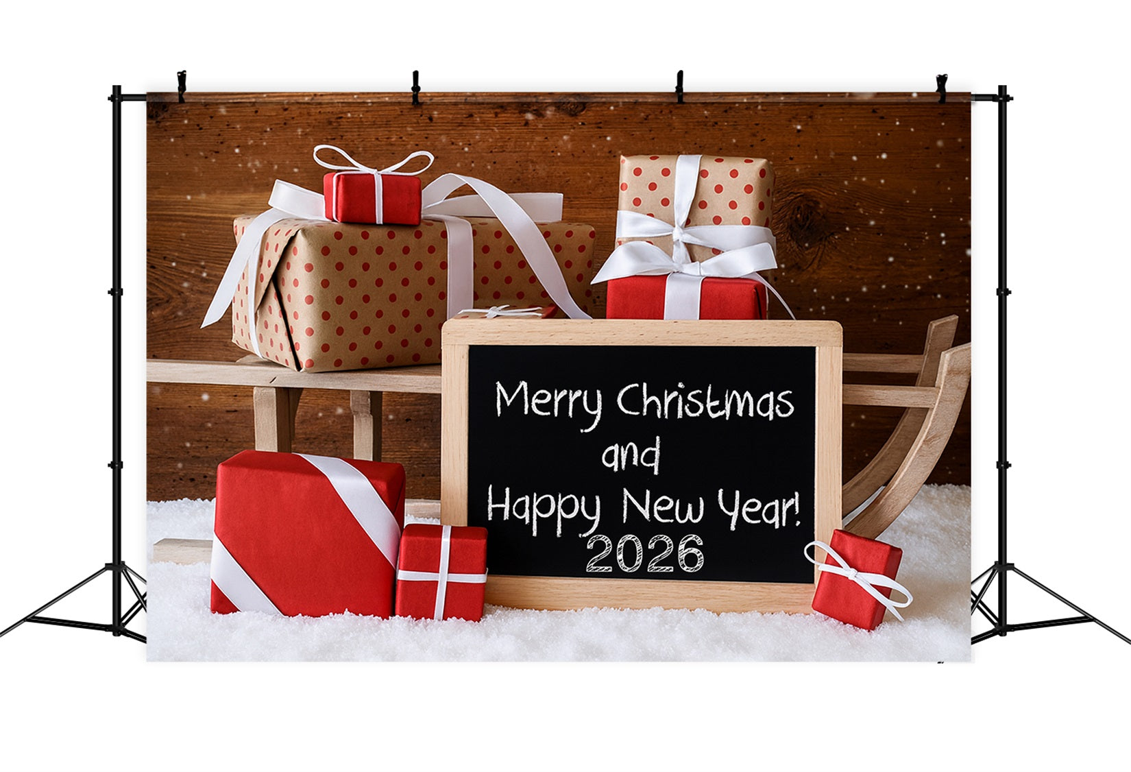 Happy New Year Photo Backdrop Christmas Gift Boxes New Year's Backdrops UK LXX510-12