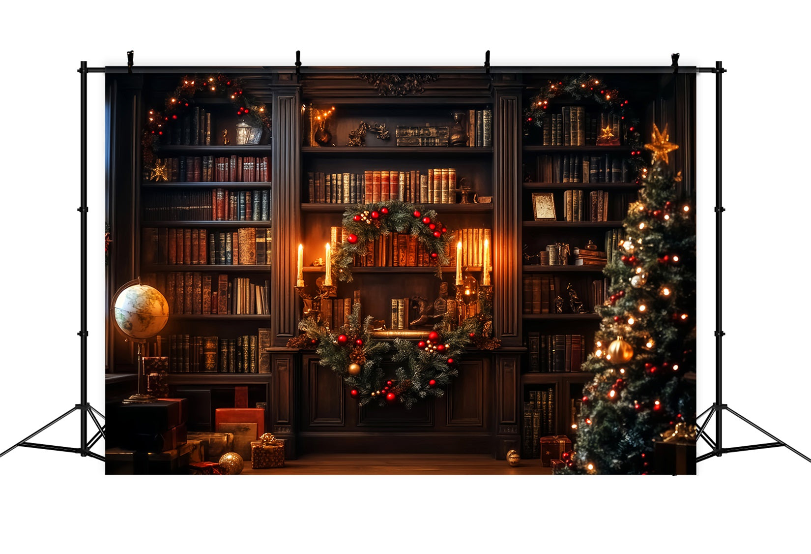Victorian Christmas Backdrop Classic Study Fireplace Victorian Backdrop UK LXX510-124